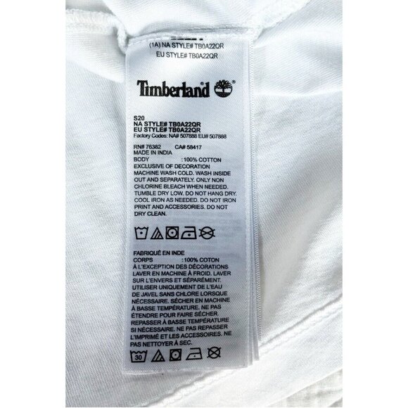 Timberland  Mens Sz M White Long Sleeve Spell Out Graphic Pullover Tee Shirt - Picture 5 of 9